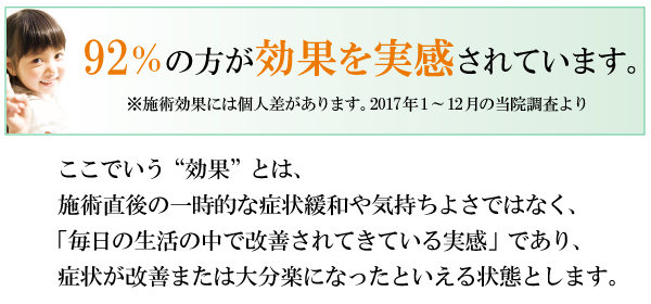 上部頸椎の施術による改善率