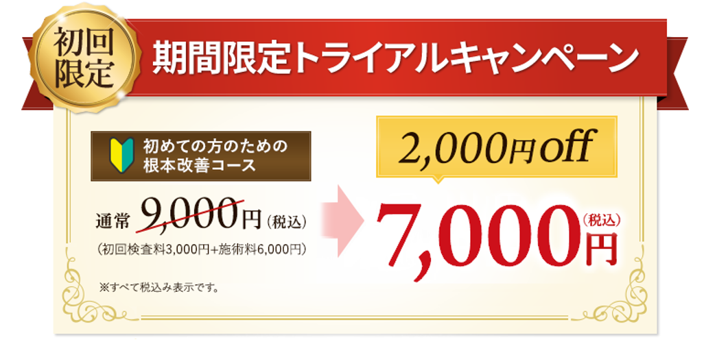 私の症状も改善できるかな…そんなあなたの不安を解消するために 期間限定トライアルキャンペーン