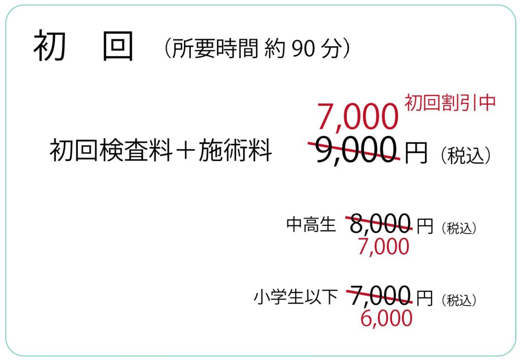 整体施術の初回料金